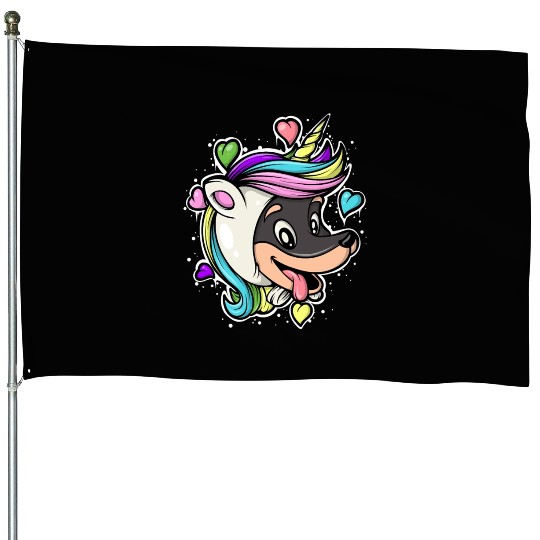Unicorn Doberman Pinscher Funny Dog Lover Design House Flags