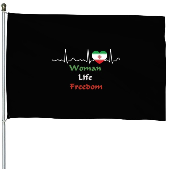 Iran - heartbeat, heart line, woman, life, freedom House Flags