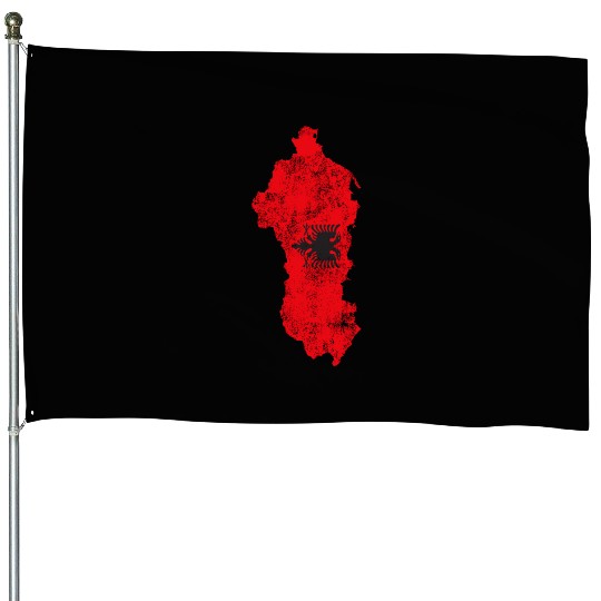 Albania Flag Country Outline Shape House Flags