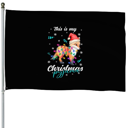Winter Christmas Pyjama Fox House Flags