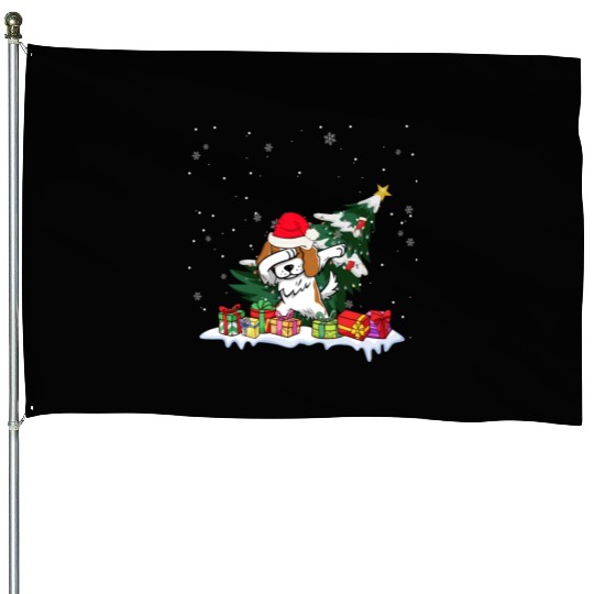 Saint Bernard Christmas Dabbing Santa Xmas Pajama House Flags