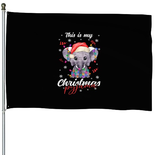 Winter Christmas Pyjama Elephant House Flags
