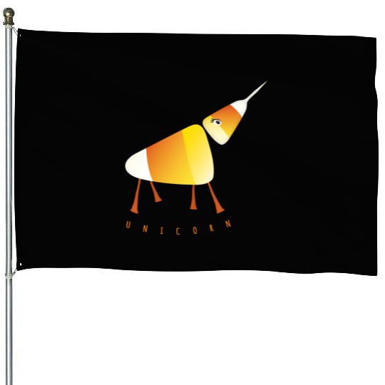 UNICORN Funny Candy Corn Halloween House Flags