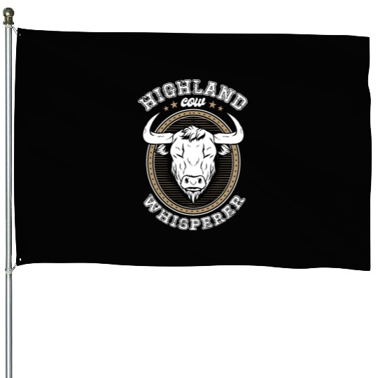 Highland Cow Whisperer Grass Puppy Cow Farmer House Flags