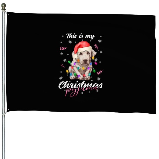 Winter Christmas Pyjama Labrador House Flags