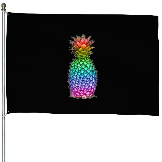 Pineapple Gay Lesbian Pride Rainbow Tropical LGBTQ House Flags