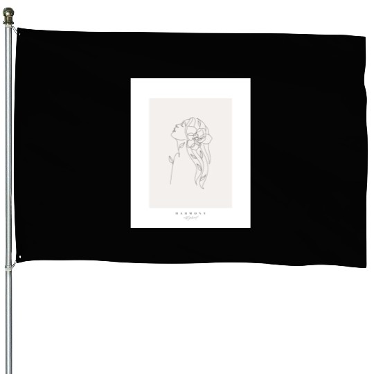 beige minimalist woman line art House Flags