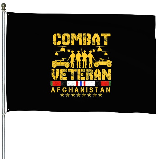 Combat Veteran Afghanistan Proud Us House Flags