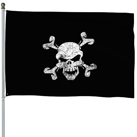 Distressed Skull And Crossbones House Flags