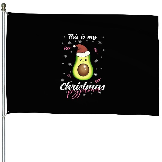 Winter Christmas Pyjama Avocado House Flags