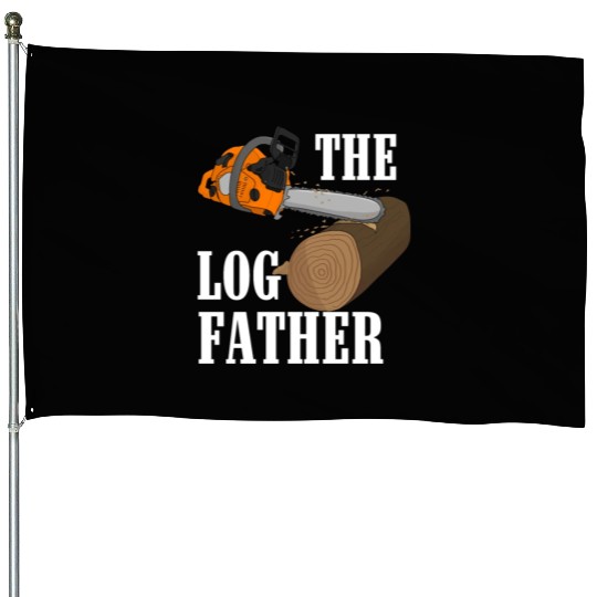 Lumberjack Orange Chainsaw House Flags