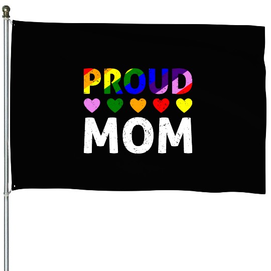 Proud Mom Gay Lesbian LGBTQ Pride Rainbow Mothers House Flags