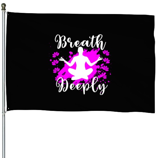Yoga House Flags Breath Deeply Pink Lotus Gift House Flags