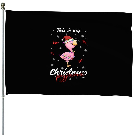 Winter Christmas Pyjama Flamingo House Flags
