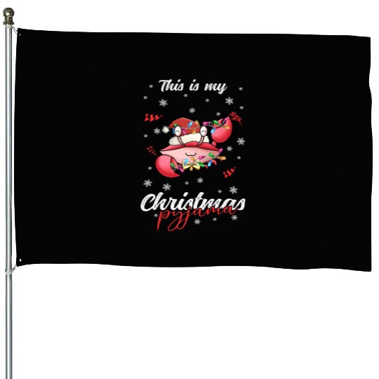 Winter Christmas Pyjama Crab House Flags