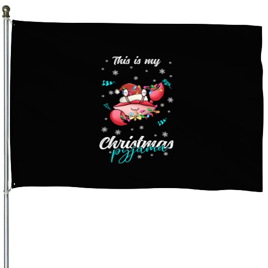 Winter Christmas Pyjama Crab House Flags
