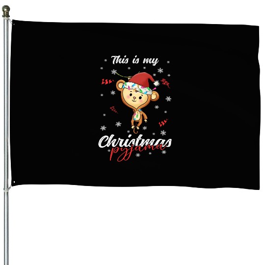 Winter Christmas Pyjama Monkey House Flags