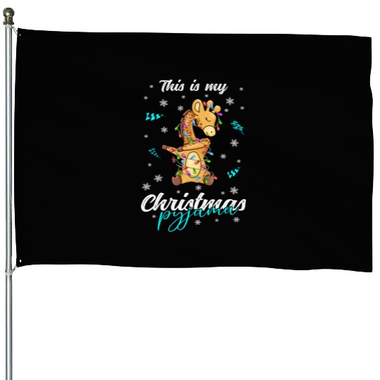 Winter Christmas Pyjama Giraffe House Flags