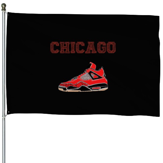 CHICAGO SHOES SNEAKERS BLACK & RED House Flags