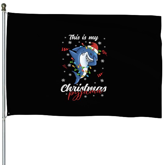 Winter Christmas Pyjama Shark House Flags