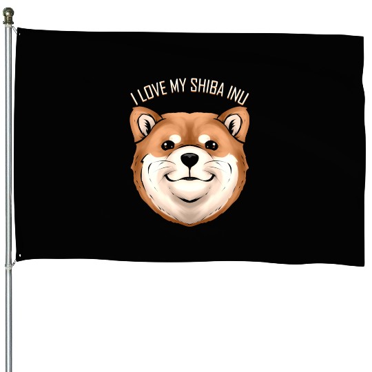 Dog Lover - I Love My Shiba Inu House Flags