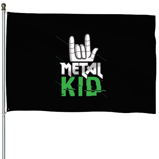 Rock Sign Rock Hand Metal Kid Music Lover Rock House Flags