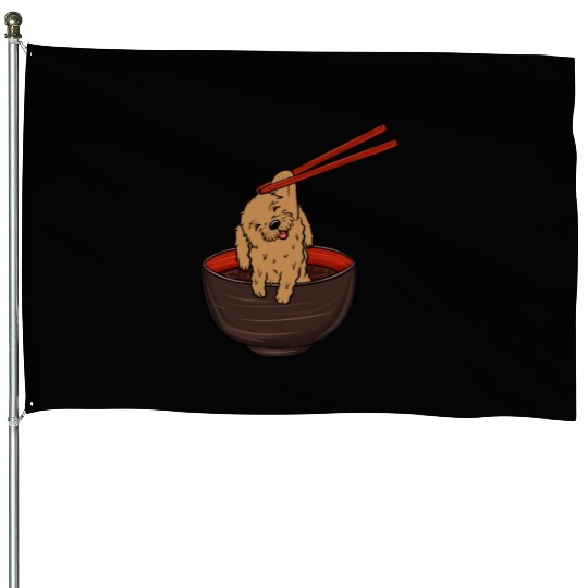 Goldendoodle Dipping Noodles House Flags