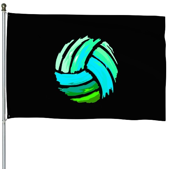 Volleyball Blue Green Ball Forns House Flags