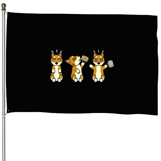 Shiba Inu Beer Lover House Flags