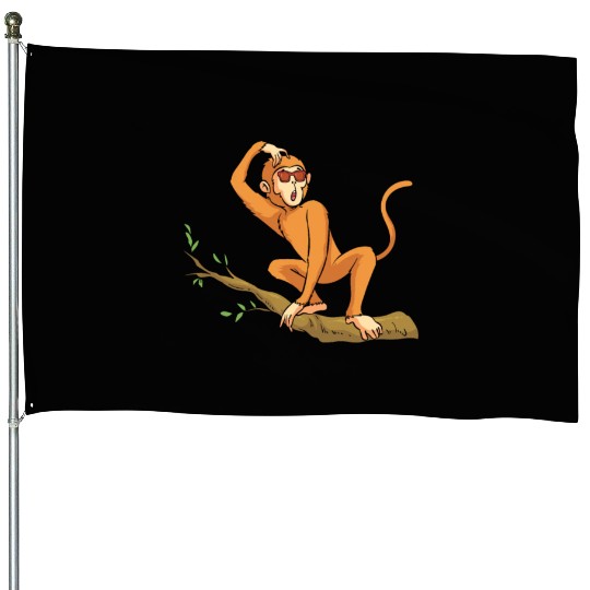 Funny Orangutan Monkey Chimpanzee Monkey - Funny M House Flags