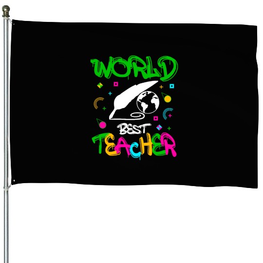 World Best Teacher Funny Quotes Gifts House Flags
