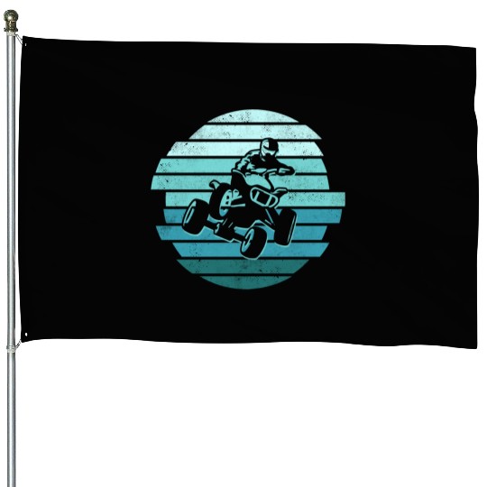 Quad Bike Retro Design Offroad 4 wheeler ATV House Flags