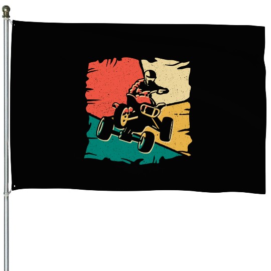 Quad Biker Vintage Offroad 4 wheeler ATV House Flags
