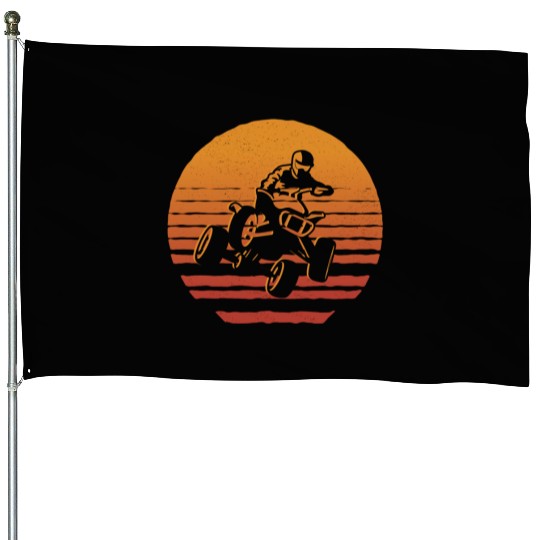 Quad Bike Vintage Graphic 4 wheeler ATV House Flags