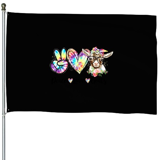 Tie Dye Peace Love Goats Farm Girl Goat Lover House Flags