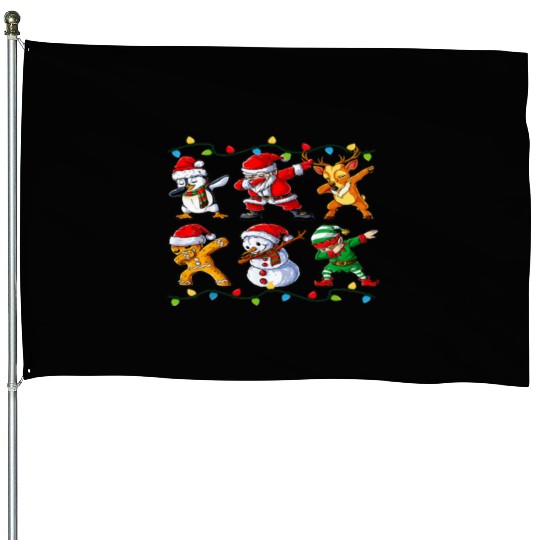 Dabbing Santa Elf Friends Christmas Boys Girls Men House Flags