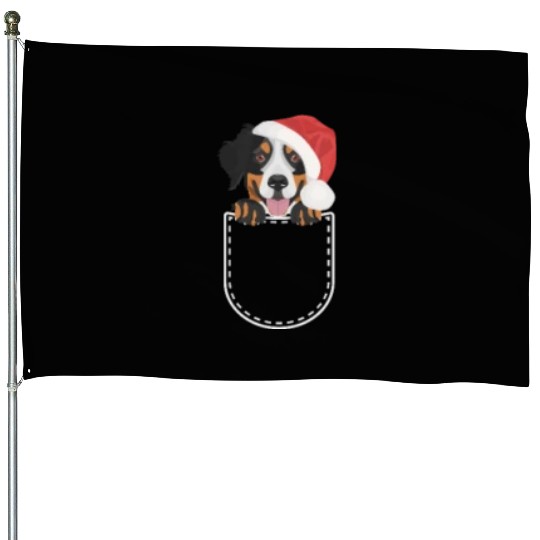 Bernese Mountain Dog Merry Christmas House Flags
