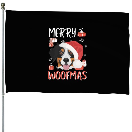 Bernese Mountain Dog Merry Christmas House Flags