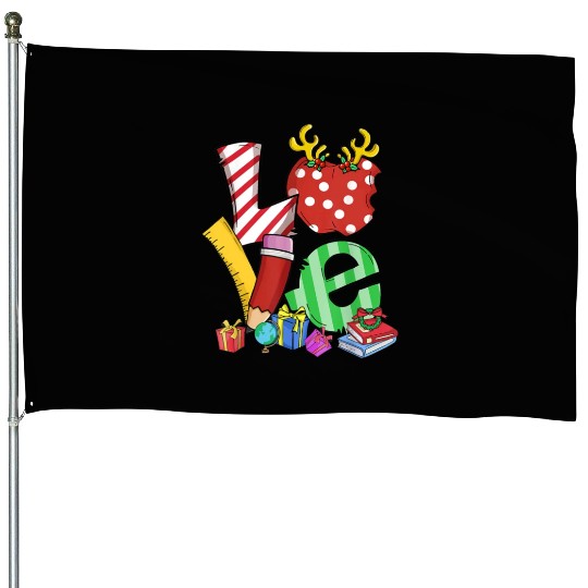 Love Teacher Math Christmas Teacher Life Matching House Flags