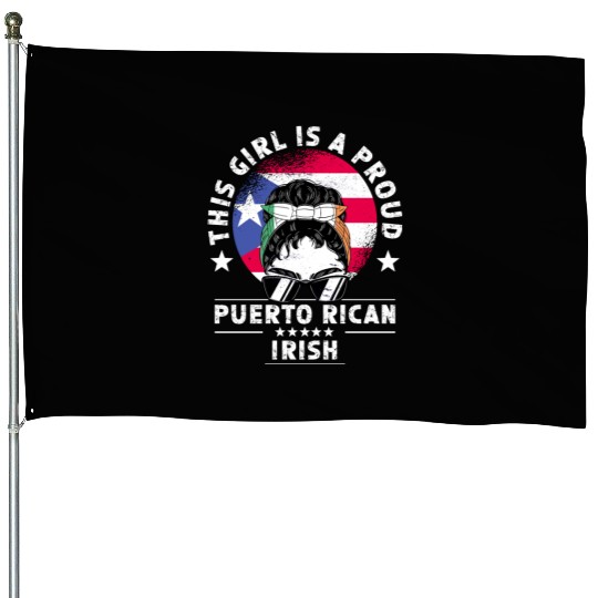 Puerto Rico Flag Ireland Grown Women Girl House Flags