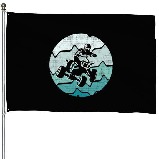 ATV Bike Vintage Retro Offroad 4 wheeler Quad House Flags