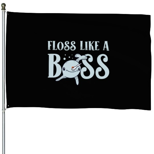 Floss Like A Boss Sea Unicorn Animal Lover Narwhal House Flags
