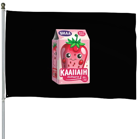 Strawberry Milk Kawaii House Flags