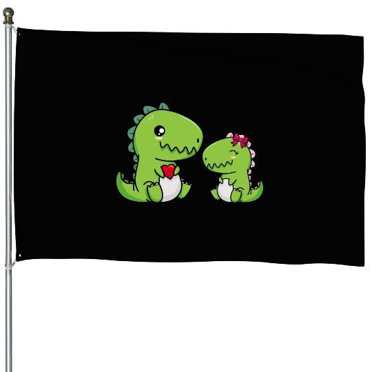 Big sister brother dino siblings boy girl heart House Flags