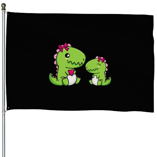 Big sister brother dino siblings boy girl heart House Flags