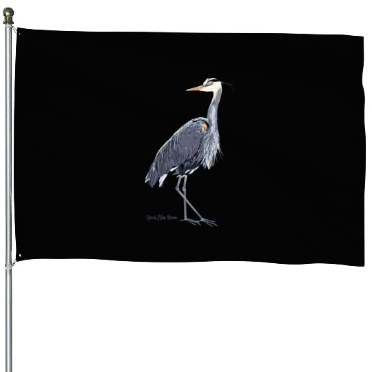 Heron Art Birder Wildlife Bird Watching House Flags
