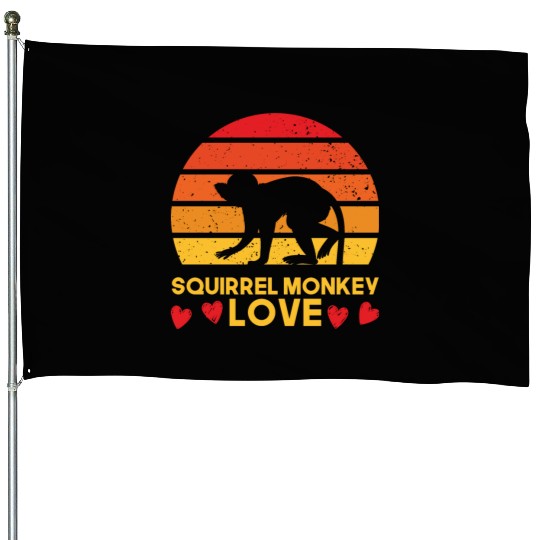 I love squirrel monkeys sunrise design House Flags