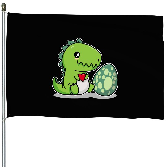 Big sister cute dino siblings boy girl heart love House Flags