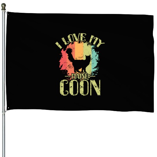 I Love my Maine Cat Pet Male Cat House Flags