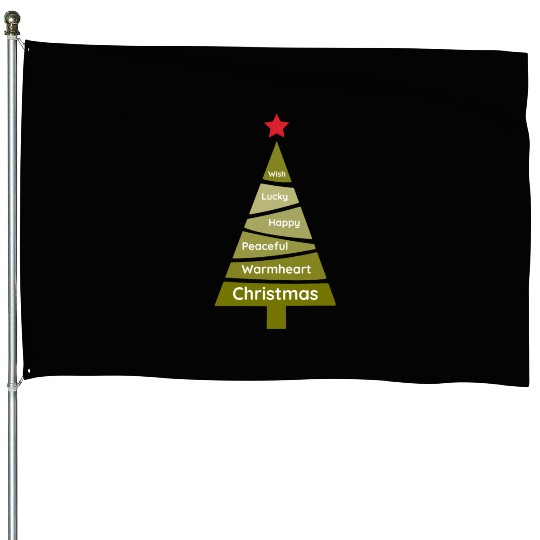 Minimalist Lime Green Christmas Pine House Flags